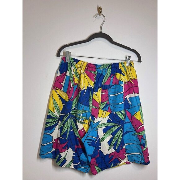 Floral Summer Shorts Tropical Men’s Large Vintage 80s - Picture 5 of 11